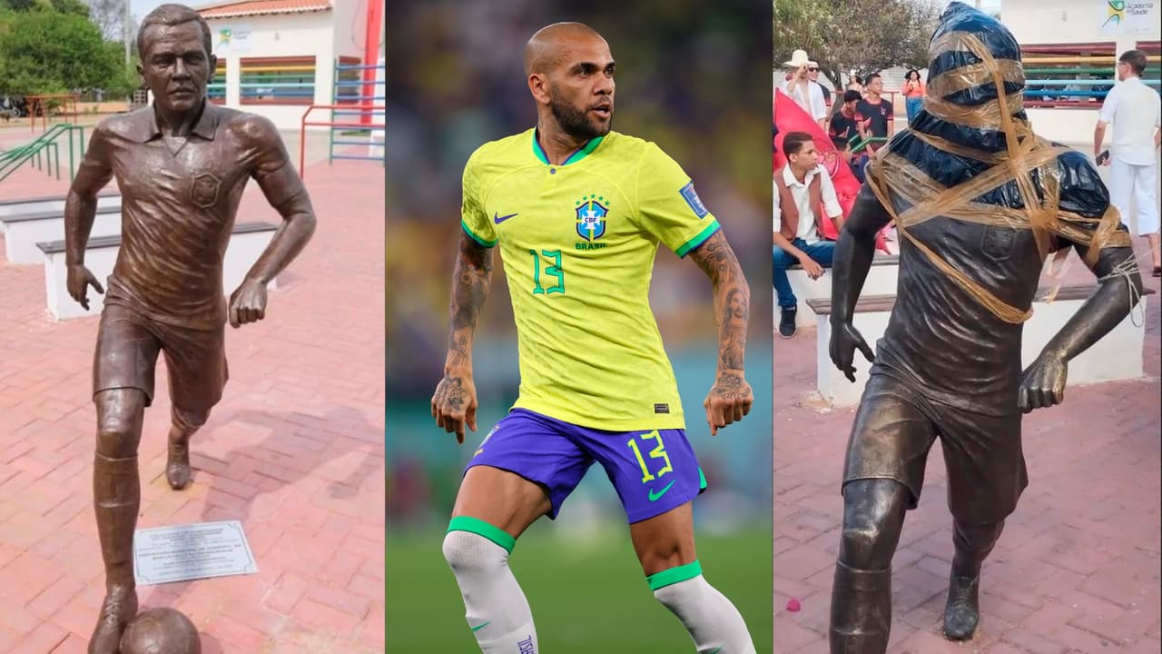 Estatua de Dani Alves en su ciudad natal de Brasil sufre ataques vandálicos