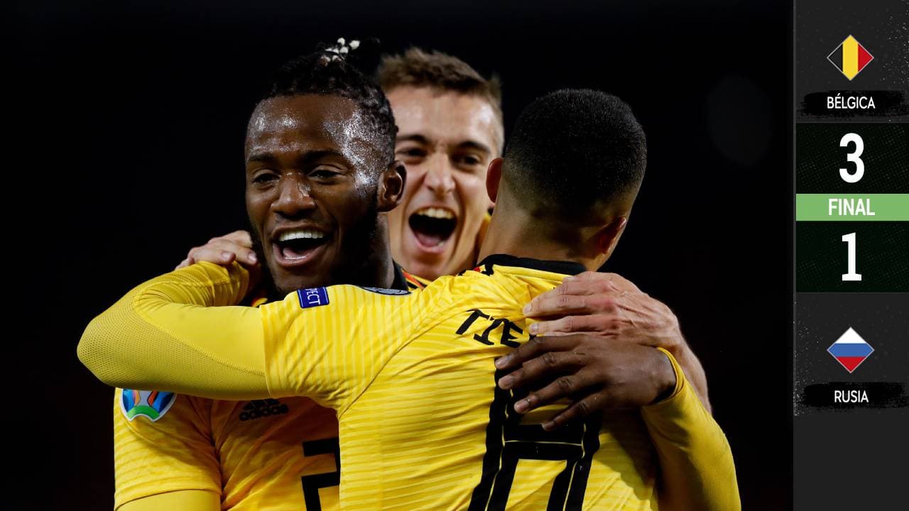 Con goles de Eden Hazard y Tielemans, Bélgica superó a Rusia