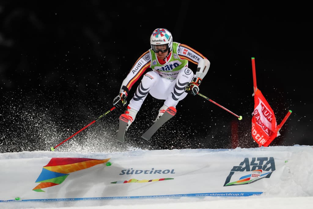 El alemán Stefan Luitz en la 'Audi FIS Alpine Ski World Cup' varonil, en Alta Badia, Italia.