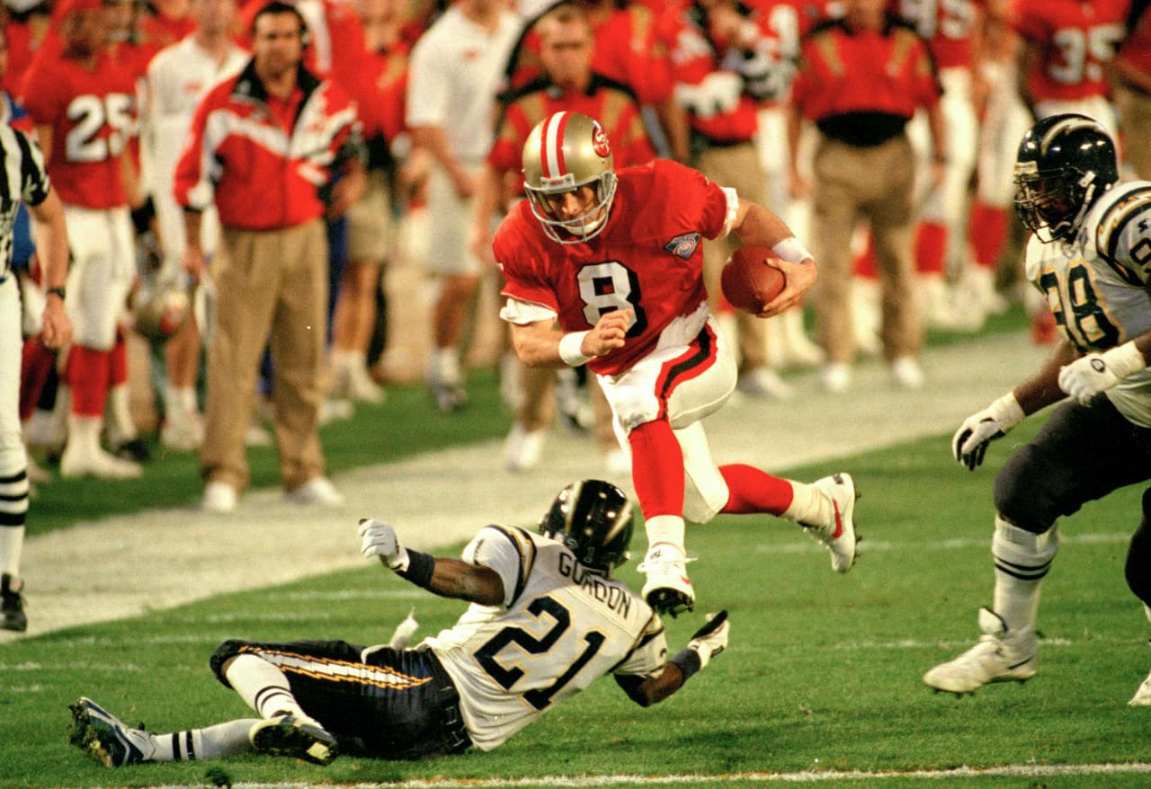 <b>9) XXIX (1994) 49ers 49-26 Chargers 26:</b> Nadie puso a los Bolts como favoritos y no erraron. El MVP fue Steve Young con 6 pases de TD y además de apalear a San Diego los 49ers fueron los primeros con 5 títulos.