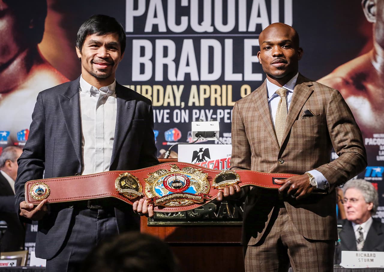 Manny Pacquiao y Timothy Bradley dieron última conferencia de prensa antes de su combate del 9 de abril en Las Vegas.