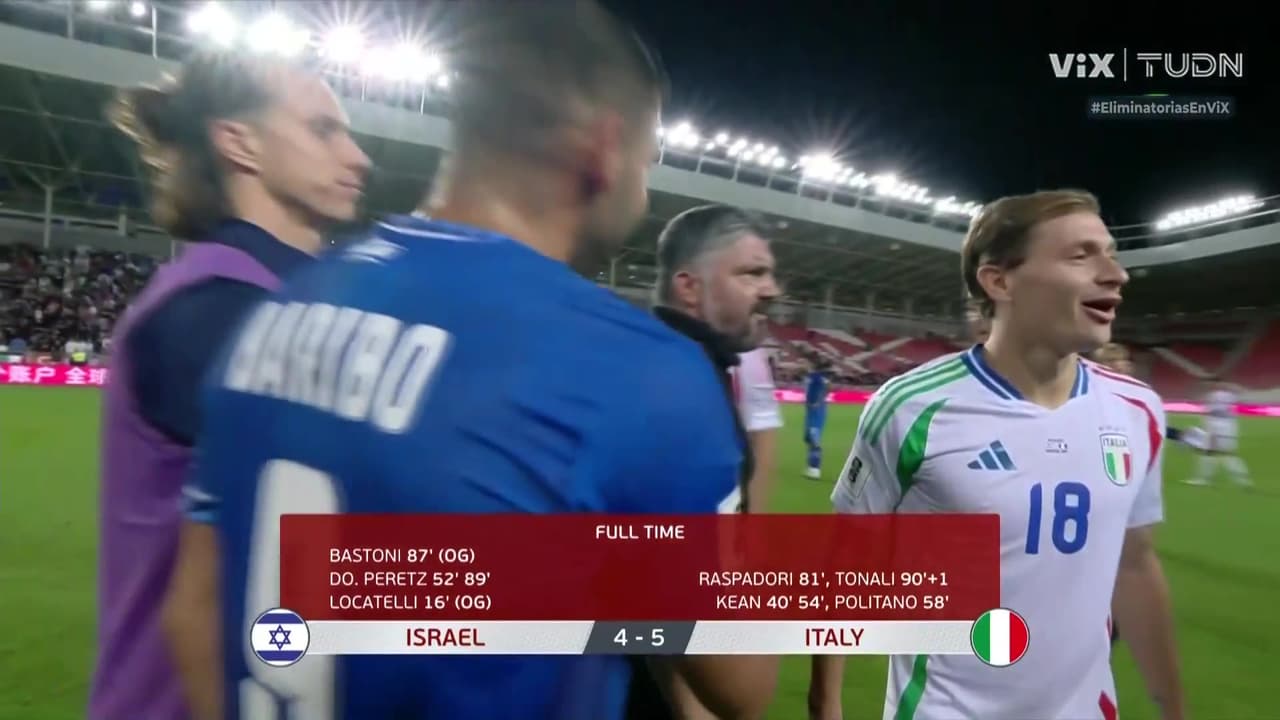 ¡Acabó calientito el partido! Los jugadores de Israel e Italia se confrontan