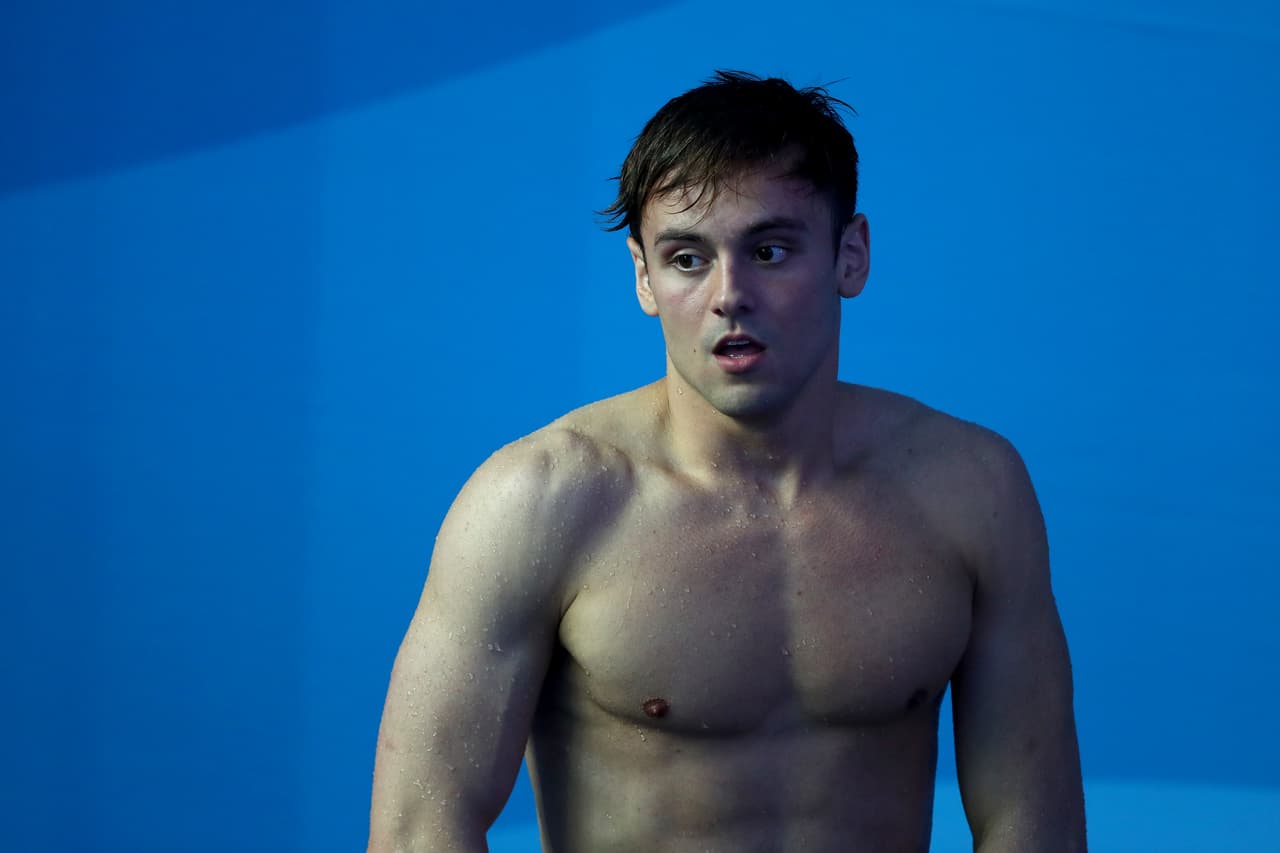 GWANGJU, SOUTH KOREA - JULY 20: Tom Daley of Great Britain competes in the Men's 10m Platform Final during day nine of the Gwangju 2019 FINA World Championships at Nambu International Aquatics Centre on July 20, 2019 in Gwangju, South Korea. (Photo by Clive Rose/Getty Images)