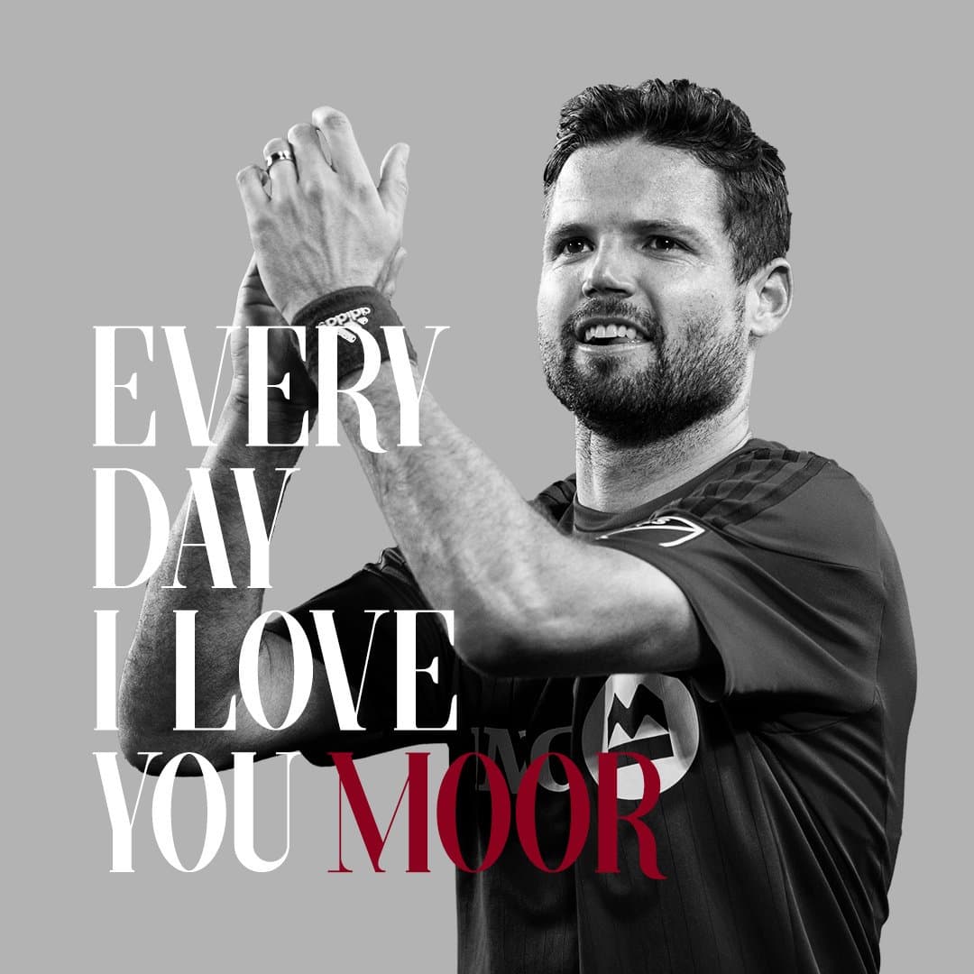 El defensor del campeón Toronto, Drew Moor. “Cada día te quiero más”