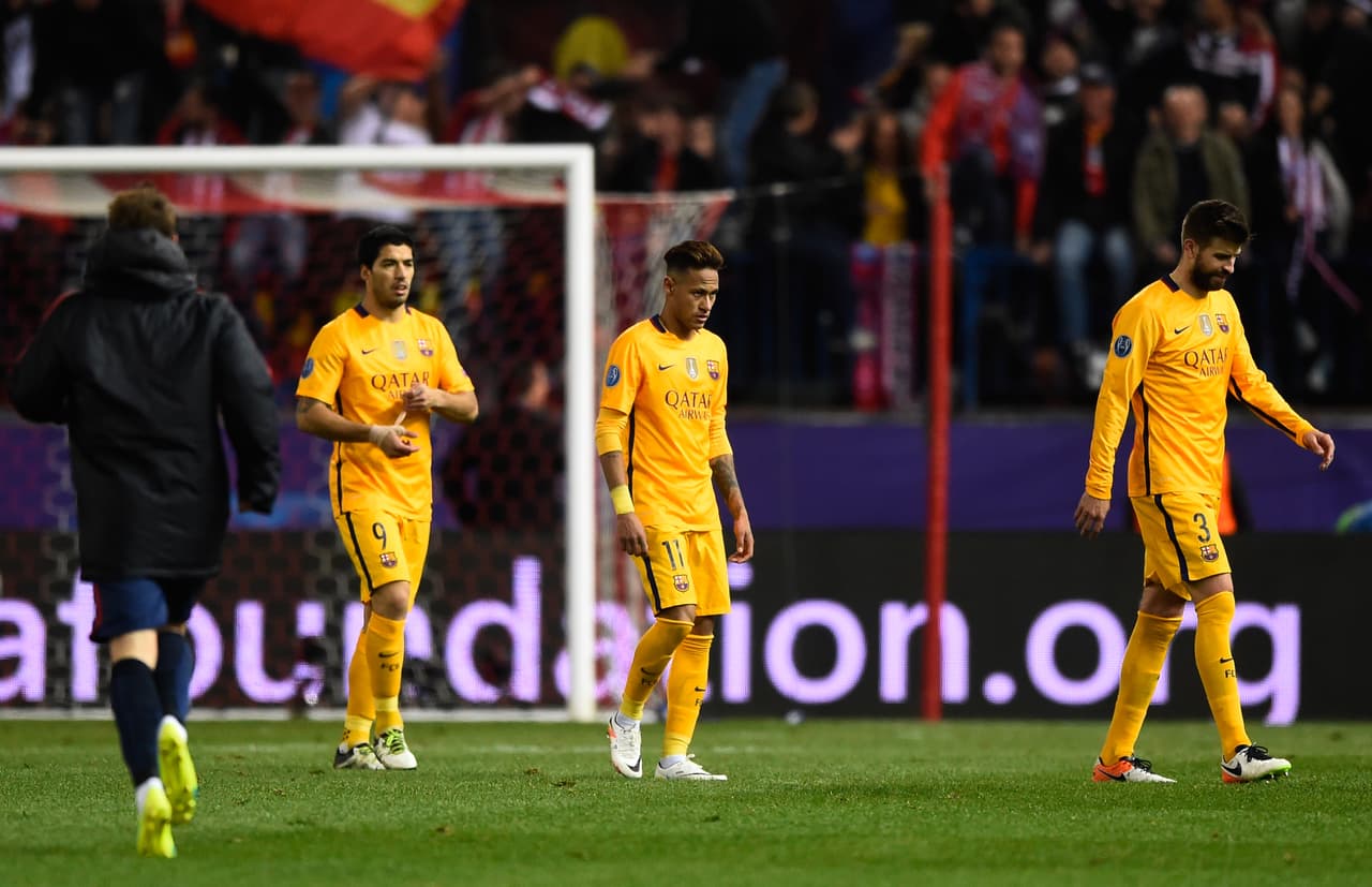 Los rostros de decepción de los blaugranas por perder contra el Atlético.