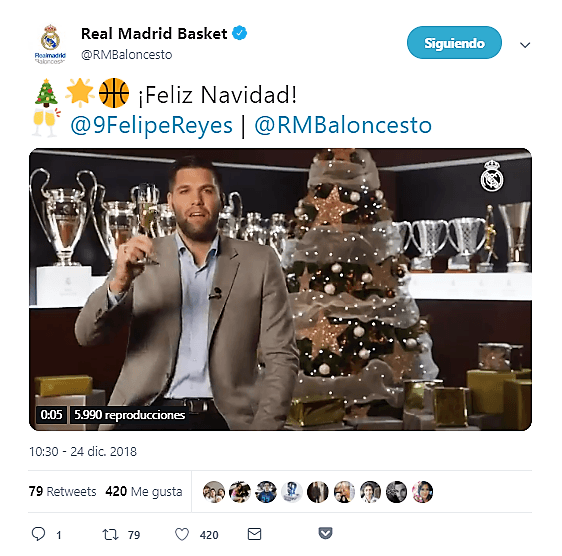 El capitán del Real Madrid Baloncesto y compañero del mexicano Gustavo Ayón, Felipe Reyes.