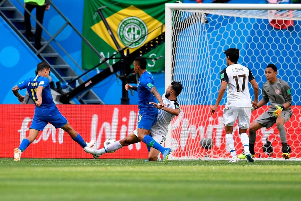 54.- Philippe Coutinho (Brasil) al minuto 90+1. Brasil 1-0 Costa Rica.