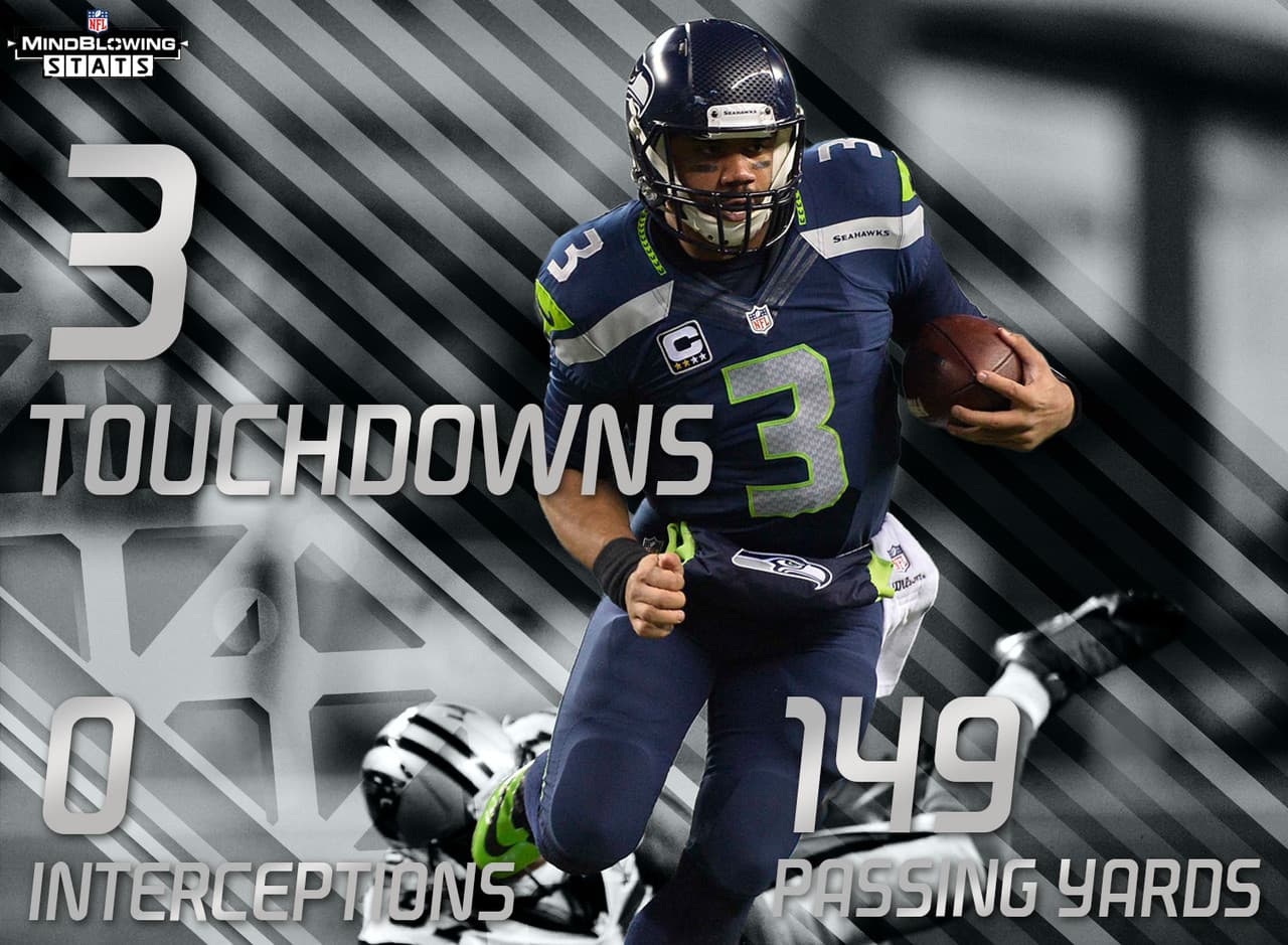 8.- Russell contra los Panthers.- El mejor juegos en la carrera de Russell Wilson en playoff fue cuando la última vez que enfrentaron a los Panthers en postemporada. Wilson lanzó tres touchdowns, sin intercepciones, y con un rating de pasador de 149.2 puntos (todos máximos personales) en la victoria de 31-17 en los Playoffs Divisionales del año pasado.