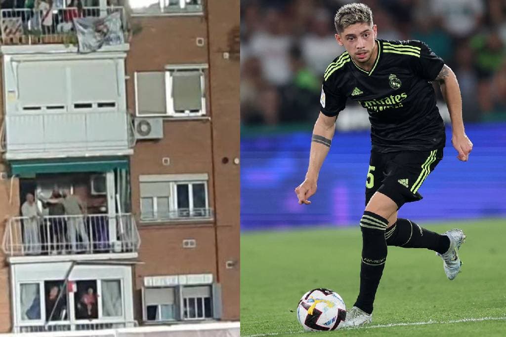Valverde voló balón en pleno partido y terminó en el balcón de una casa