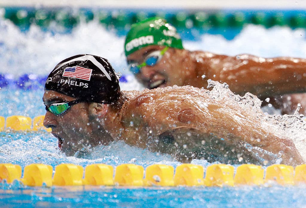 Michael Phelps y Chad le Clos en Río 2016.