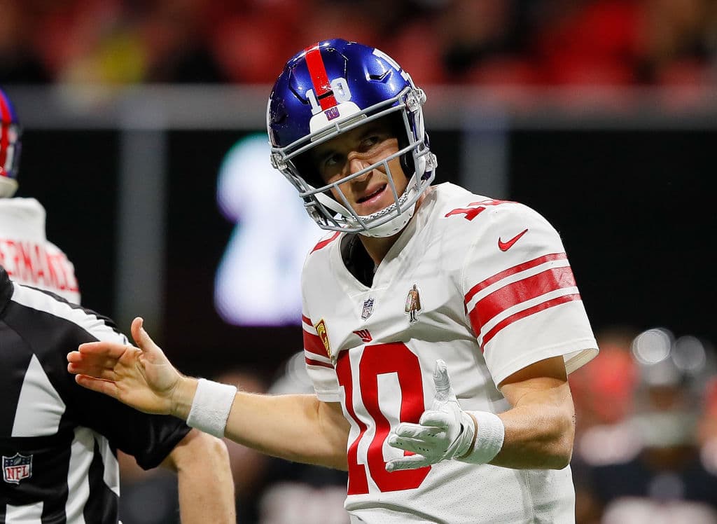 <b>28) New York Giants (1-6)</b>. Es cierto que Eli Manning lanzó para 399 yardas pero el equipo sigue sin dejar buenas sensaciones ofensivas. La defensa, bien que mal, tuvo el partido parejo ante Atlanta.