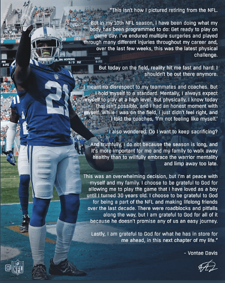 Davis emitió un comunicado en sus redes sociales, explicando las razones por las que decidió retirarse. Son válidas sin duda, lo que queda en el aire son el modo y el momento en el que decide irse.