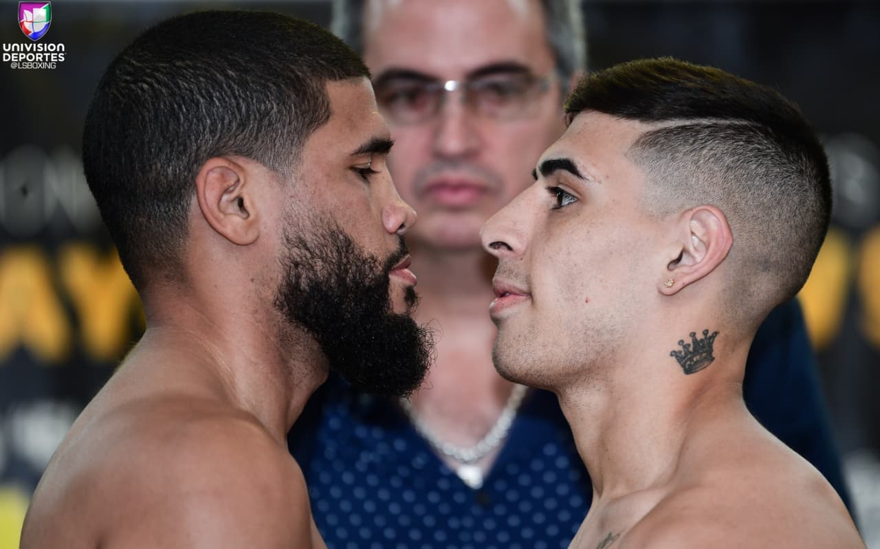 El boricua 'Juanma' López no tuvo problemas para dar las 135 libras, ni tampoco su rival, el argentino Christian Miño. Ambos serán protagonistas de la pelea coestelar de la noche en Miami.