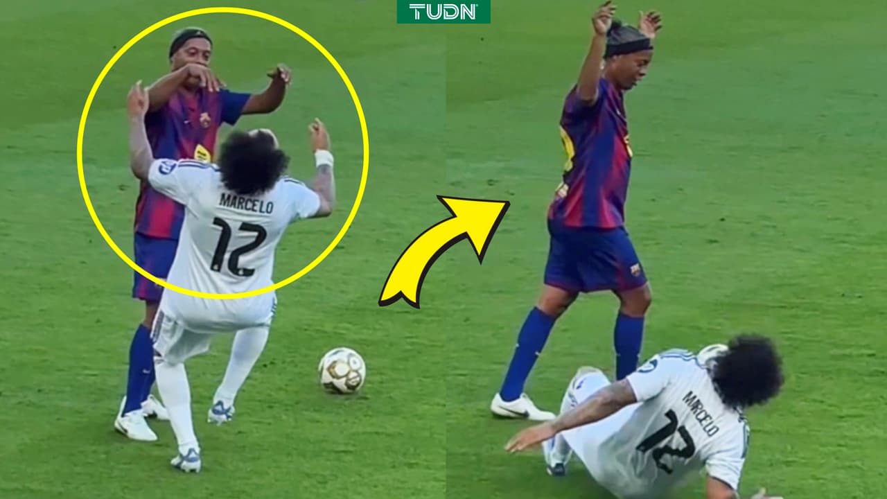 Ronaldinho se 'engancha' con Marcelo en Clásico de leyendas