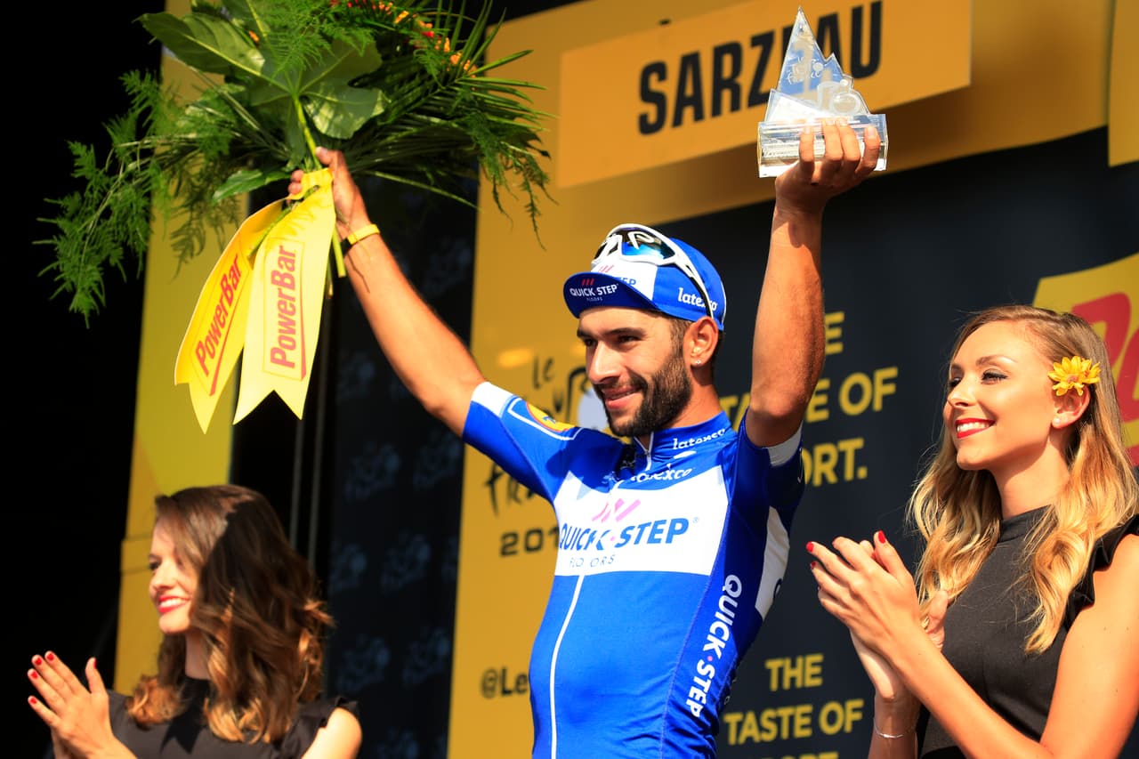 Gaviria ganó la cuarta etapa al superar al campeón mundial Peter Sagan en un sprint final de la etapa plana de 195 kilómetros entre La Baule y Sarzeau, sobre la costa atlántica.