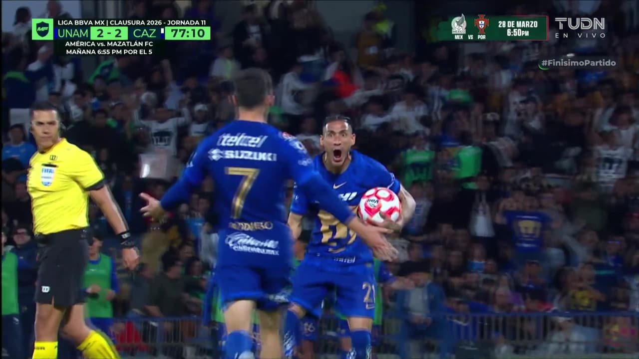 ¡Increíble! Pumas empata a Cruz Azul con 10 y busca la remontada