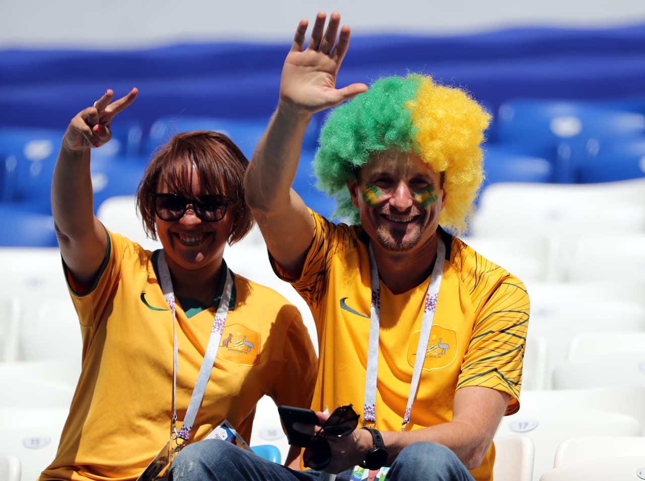Los fanáticos pusieron todo su colorido y buena energía para el partido entre Dinamarca y Australia por el grupo C, en su segunda aparición en el Mundial de Rusia 2018.
