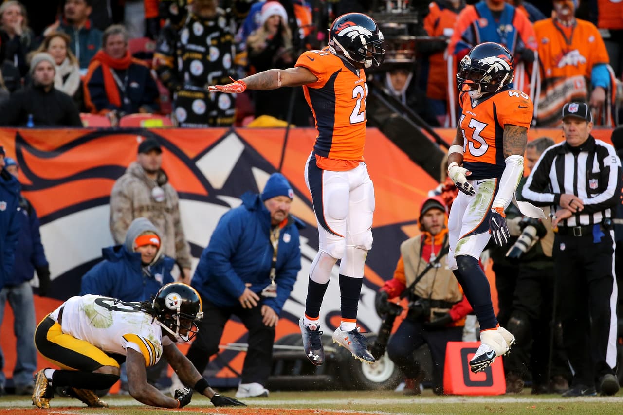 Así celebró el estelar esquinero #21 de los Broncos.