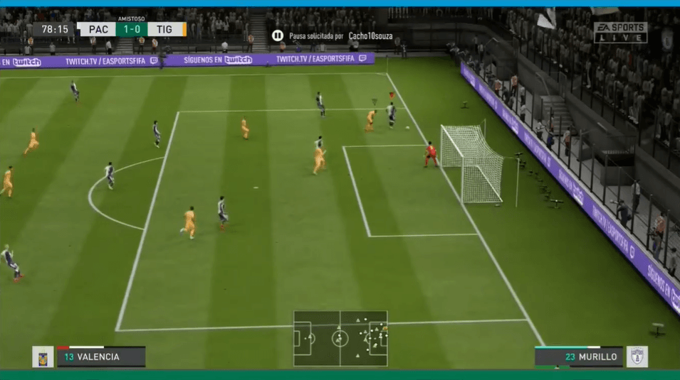 Cristian Souza dominó completamente el partido, guiando a la victoria a los Tuzos 2-0 ante los Tigres dirigidos por Quiñones en los controles de la eLiga Mx.