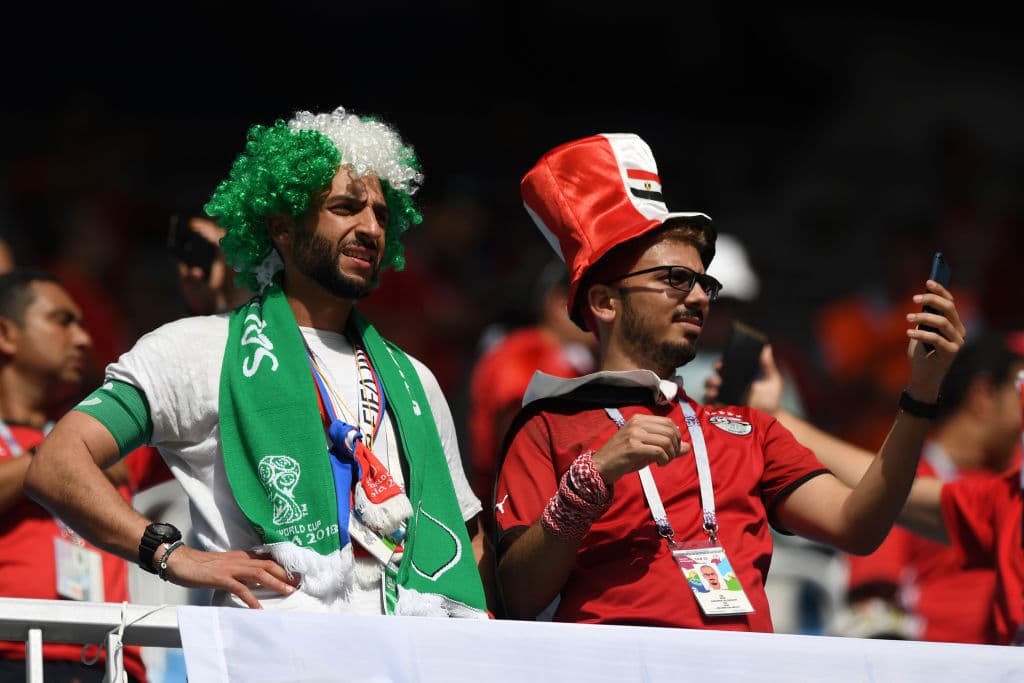 Los seguidores de Egipto y Arabia Saudita disfrutan de su último partido en su tercera presentación en el grupo A del Mundial de Rusia 2018.