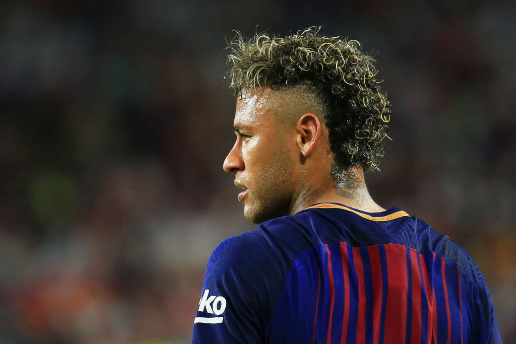 MIAMI GARDENS, FL - JULY 29: Neymar #11 of Barcelona reacts in the first half against Real Madrid during their International Champions Cup 2017 match at Hard Rock Stadium on July 29, 2017 in Miami Gardens, Florida. (Photo by Chris Trotman/Getty Images)