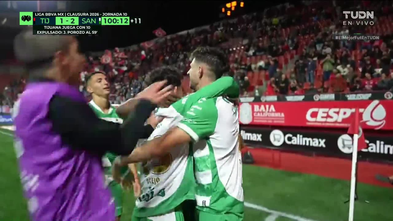 ¡Es la locura! ¡Gol de Santos en el último minuto de partido y ya lo gana!