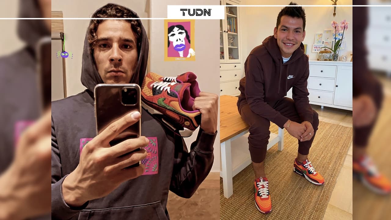 Hirving Lozano y Memo Ochoa presumen calzado conmemorativo al día de muertos