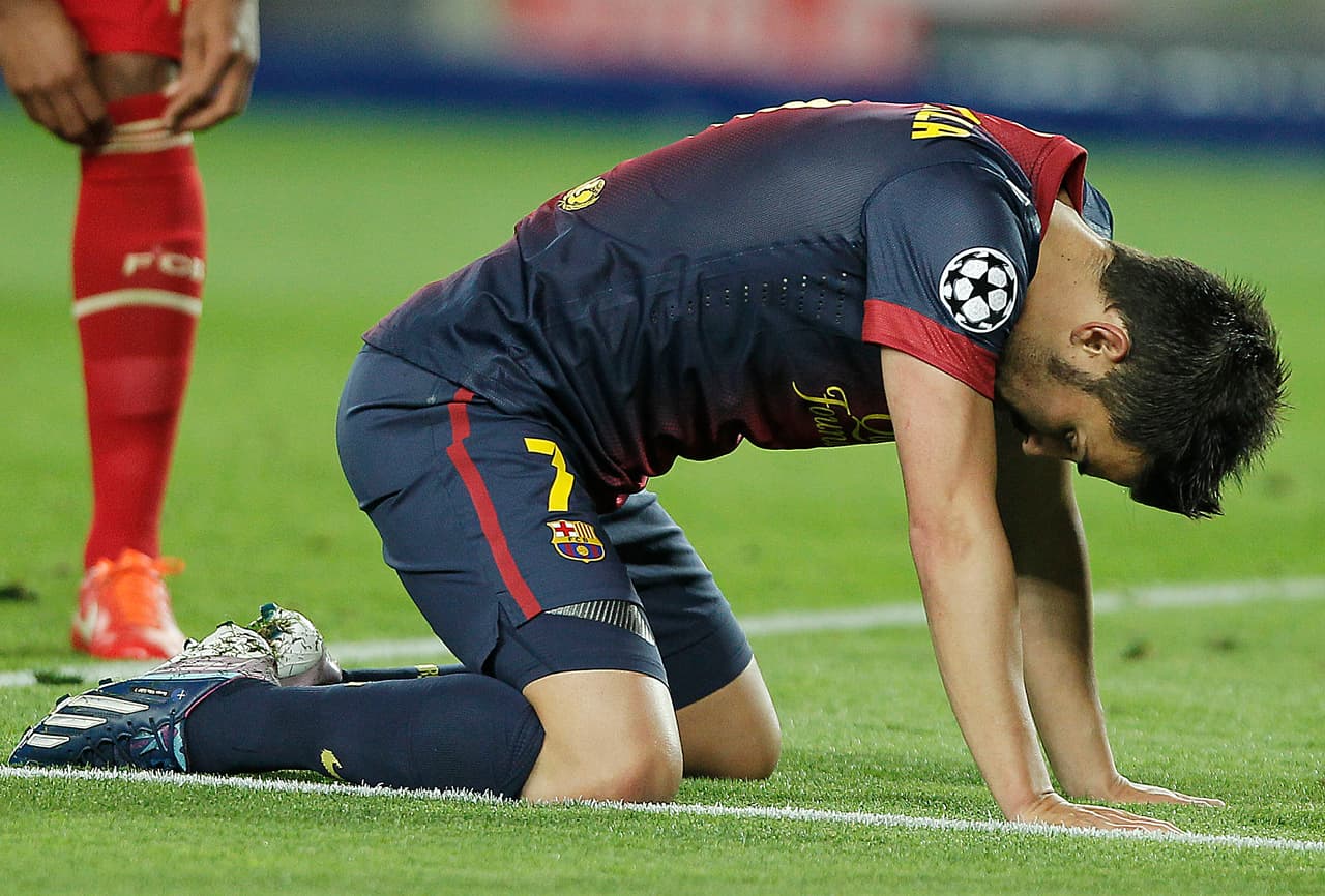 <b>Desesperación</b>
<br>Así estaba David Villa tras el primer gol recibido, pero esto representa lo que fue el equipo culé aquella serie de Champions.