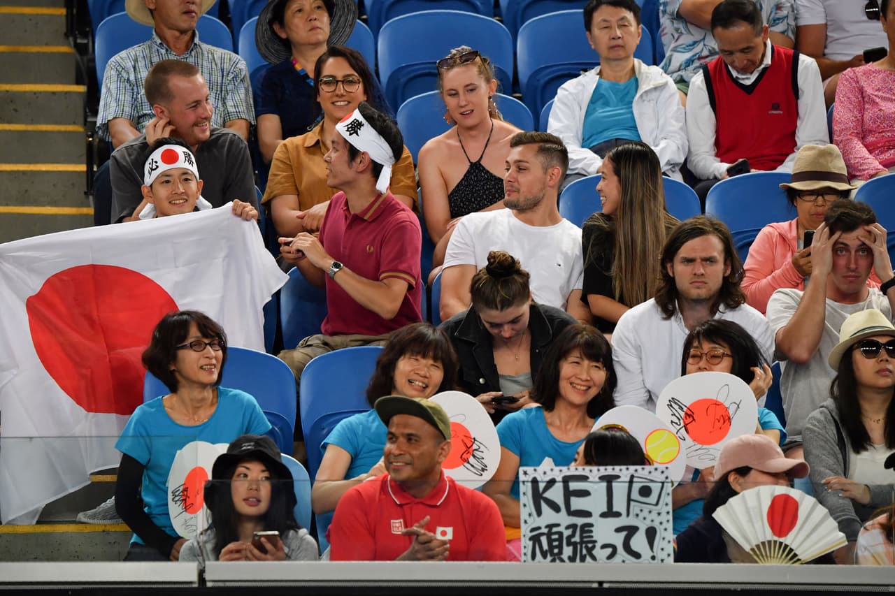Nishikori tuvo buena parte de sus compatriotas como un apoyo constante en Melbourne.