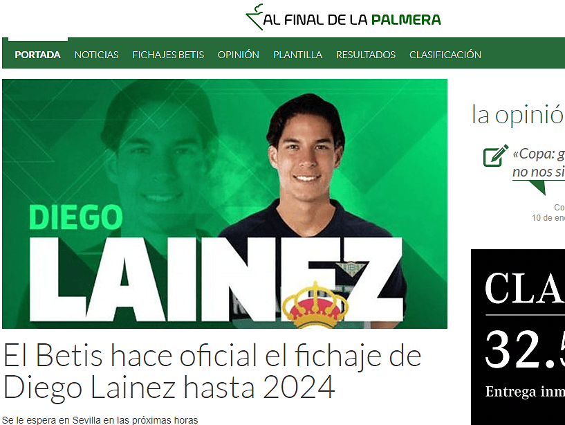 Y en su sitio web tampoco, incluso le dedicaron un apartado especial para darle la relevancia al fichaje.