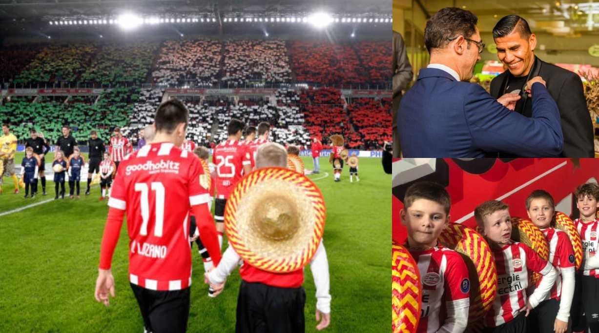 Homenajean a Carlos Salcido y se desata la fiesta mexicana en las gradas del PSV