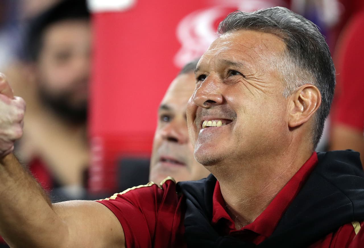 Aug 24, 2018; Orlando, FL, USA;Atlanta United head coach Gerardo Martino (hc) smiles prior to the game against the Orlando City SC at Orlando City Stadium. Mandatory Credit: Kim Klement-USA TODAY Sports