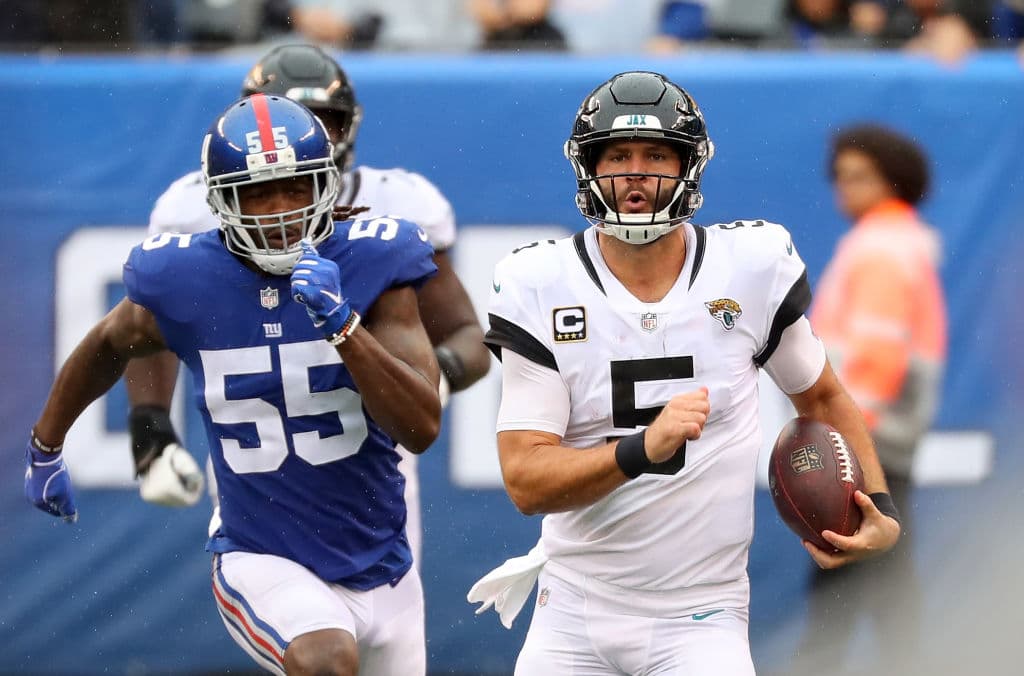 Para Blake Bortles también fue una actuación discreta, al completar 18 de 33 envíos para 176 yardas, con un pase de anotación y una intercepción, pero guió a su equipo a la victoria.