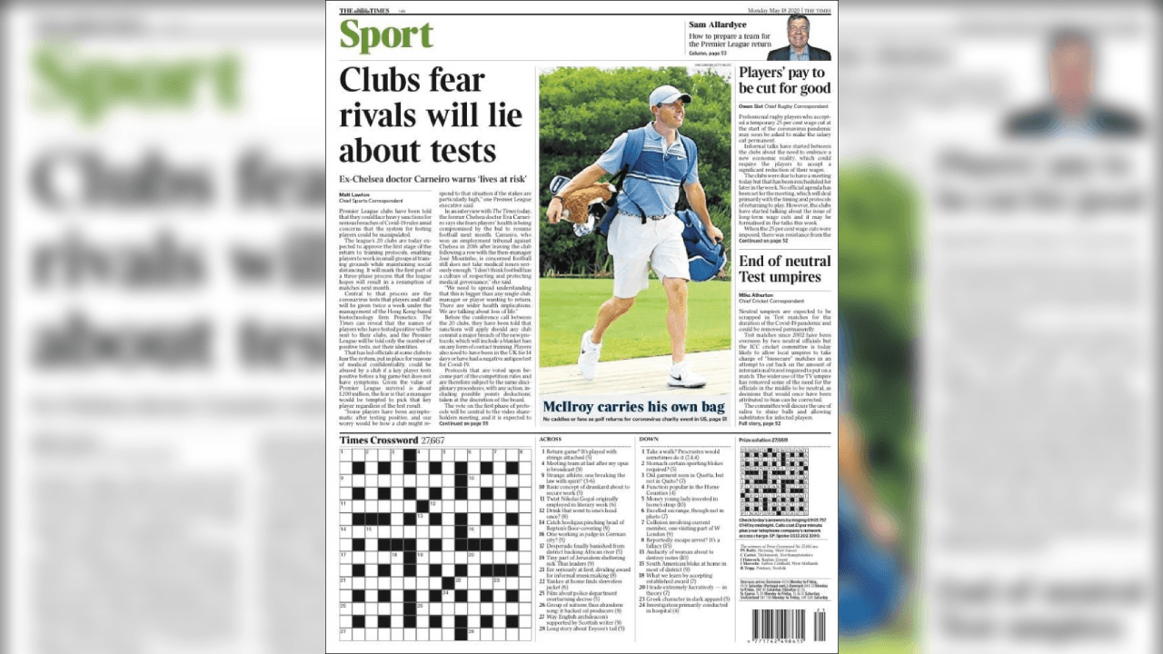 El mundo deportivo extraña la actividaad y las portadas de los diarios más imporotantes en el mundo ven una luz al final del túnel.