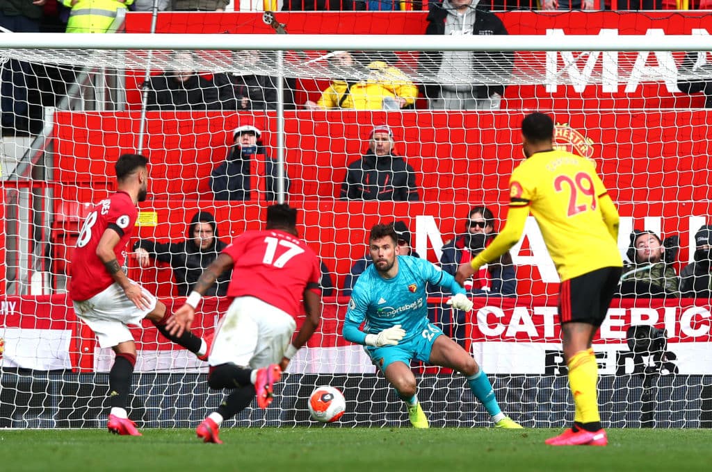 El Manchester United venció 3-0 al Watford. Bruno Fernandes marcó el primer tanto desde los 11 pasos para abrir el marcador en favor de los 'Red Devils'.