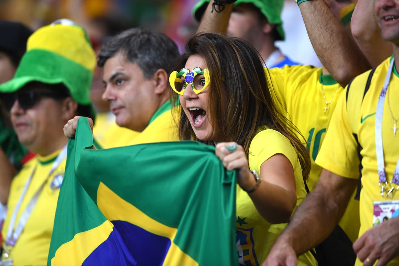 ROSTOV-ON-DON, RUSSIA - JUNE 17: Brazil fans enjoy the pre match atmosphere prior to the 2018 FIFA World Cup Russia group E match between Brazil and Switzerland at Rostov Arena on June 17, 2018 in Rostov-on-Don, Russia. (Photo by Laurence Griffiths/Getty Images)