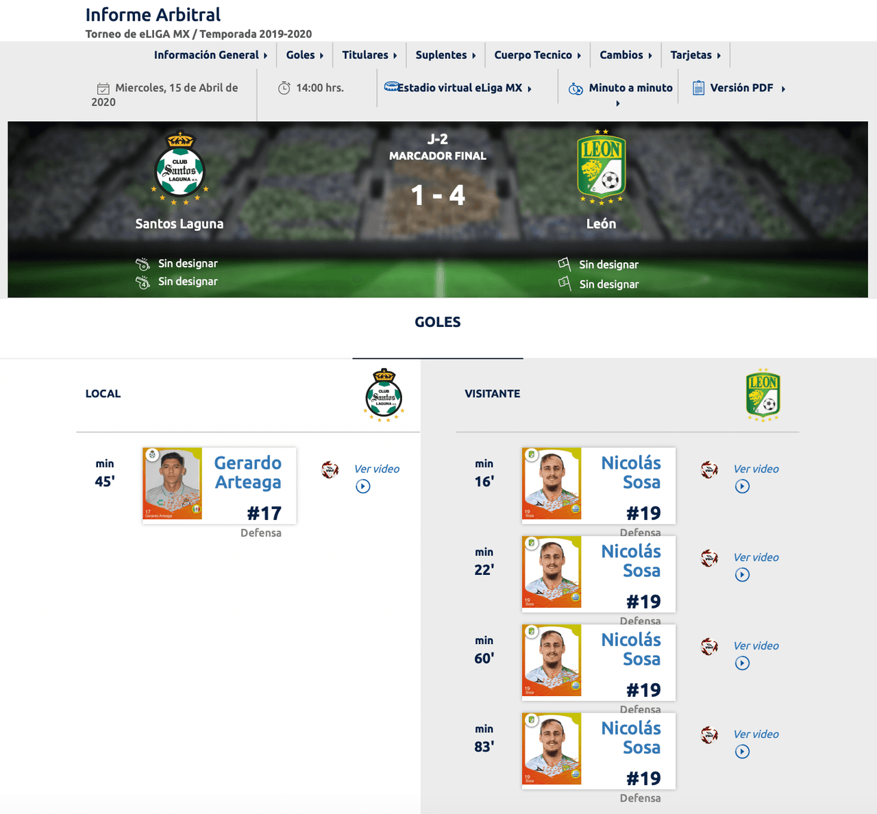 <b>León vs Santos</b>
<br>Durante el torneo regular los Guerreros fueron locales y cayeron por goleada ante Nicolás Sosa ¿Se repetirá la dosis?