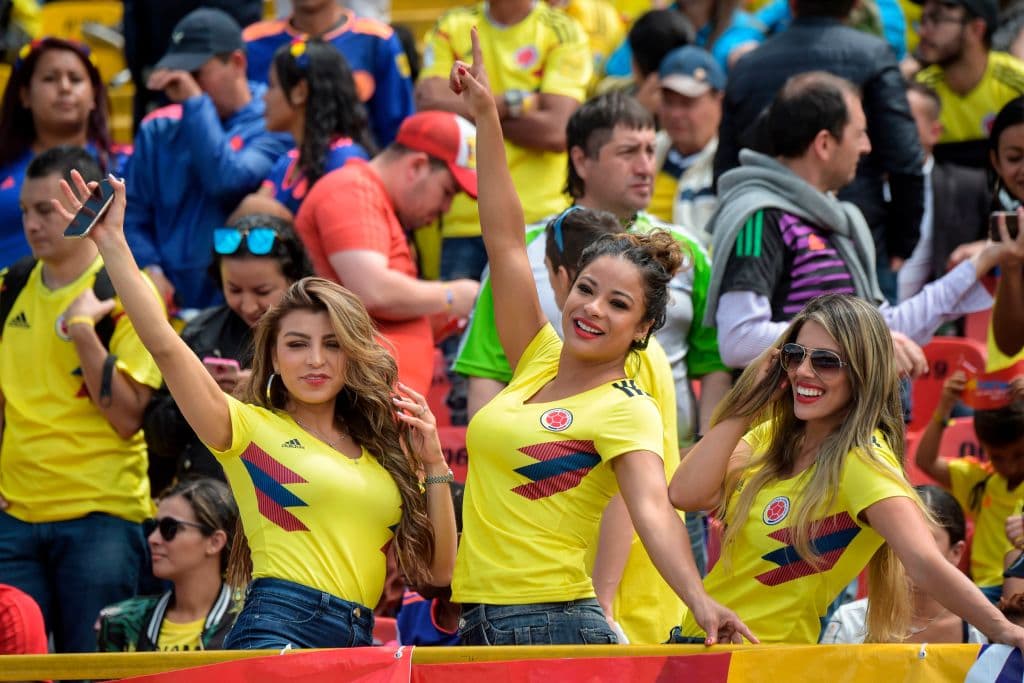 People wait at the Nemesio Camacho "El Campin" stadium in Bogota, where the Colombian national football team will be welcomed after their participation in the FIFA World Cup, on July 5, 2018. - England beat Colombia in a dramatic penalty shootout in Moscow on July 3 to reach the World Cup quarter-finals. (Photo by Raul ARBOLEDA / AFP) (Photo credit should read RAUL ARBOLEDA/AFP/Getty Images)