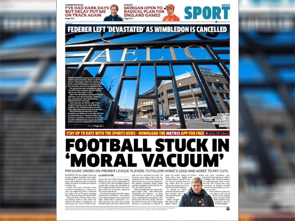 Así es como las portadas de revistas y periódicos viven esta época del coronavirus, un mundo sin deporte es impensable.