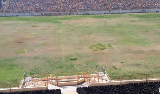 Tras la crisis sanitaria desatada por el coronavirus, el estadio dejó de recibir mantenimiento y tras dos meses así luce.