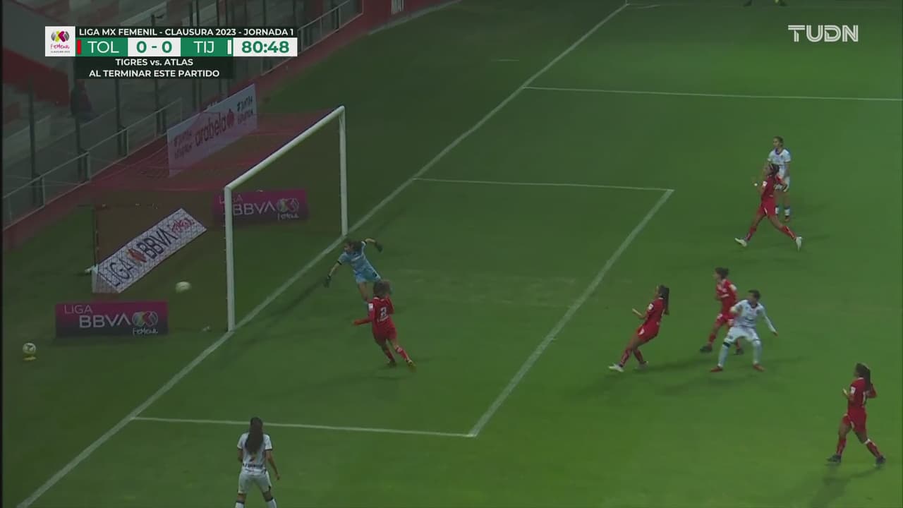 ¡Por un costado! Dulce Alvarado tenía el gol y el balón sale desviado