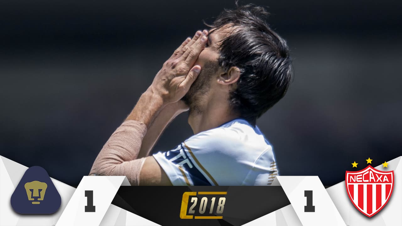 Necaxa le sacó el empate a Pumas en Ciudad Universitaria 