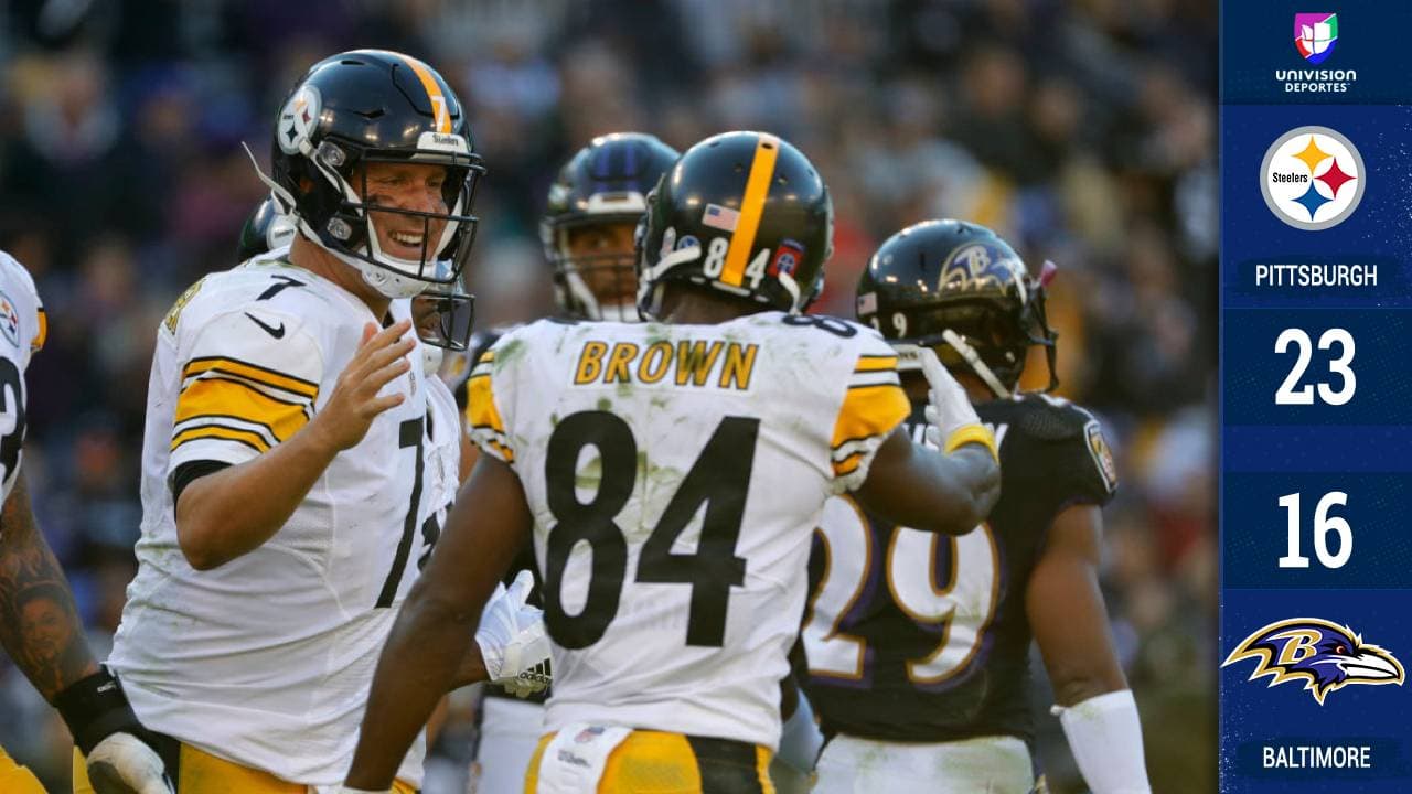 <b>Pittsburgh 23-16 Baltimore</b>. Una ofensiva raquítica y otra tarde de calidad de Ben Roethlisberger (28-47, 270 yardas) con dos pases de anotación, fueron demasiado para los Ravens incluso en su casa.