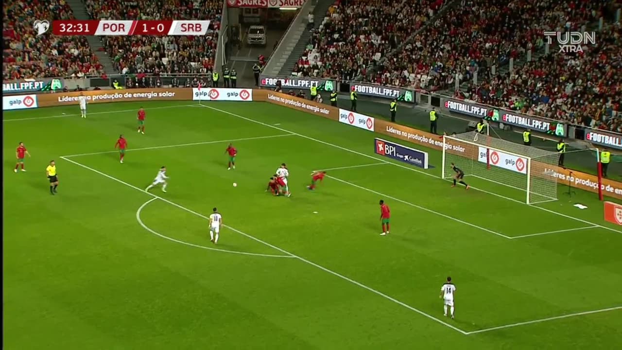 ¡GOL!  anota para Serbia. Dusan Tadic