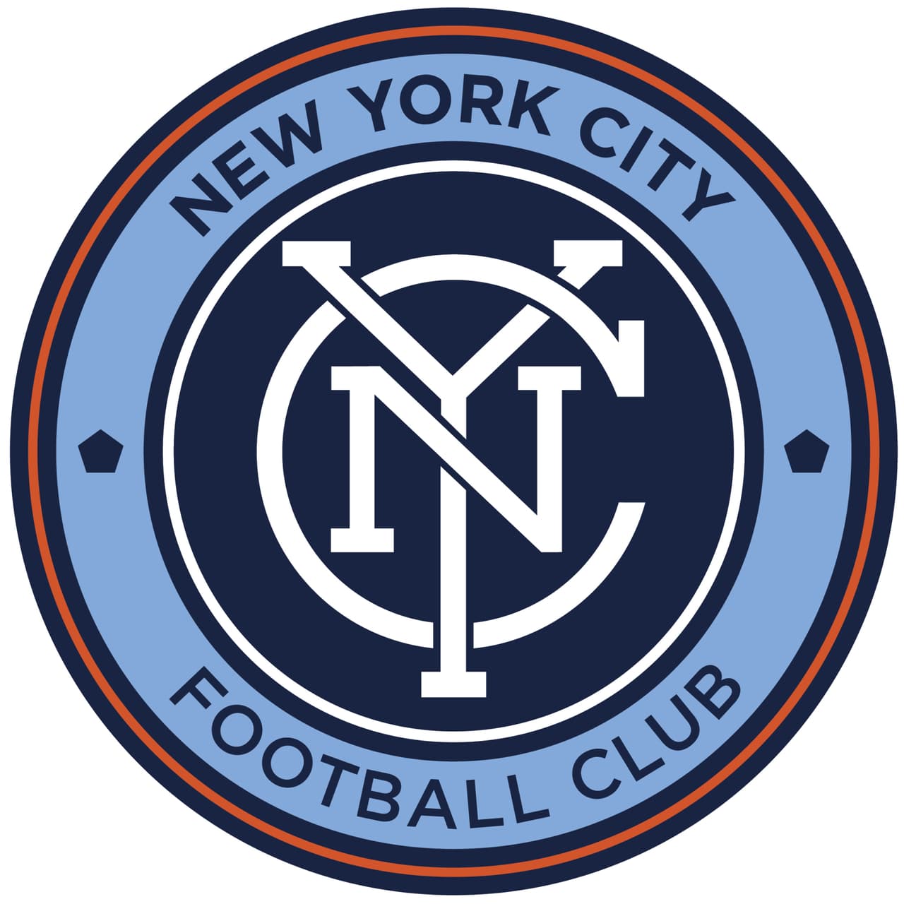 New York City FC entró en competición en MLS en 2015. Desde ese momento su insignia no sufrió ninguna modificación.