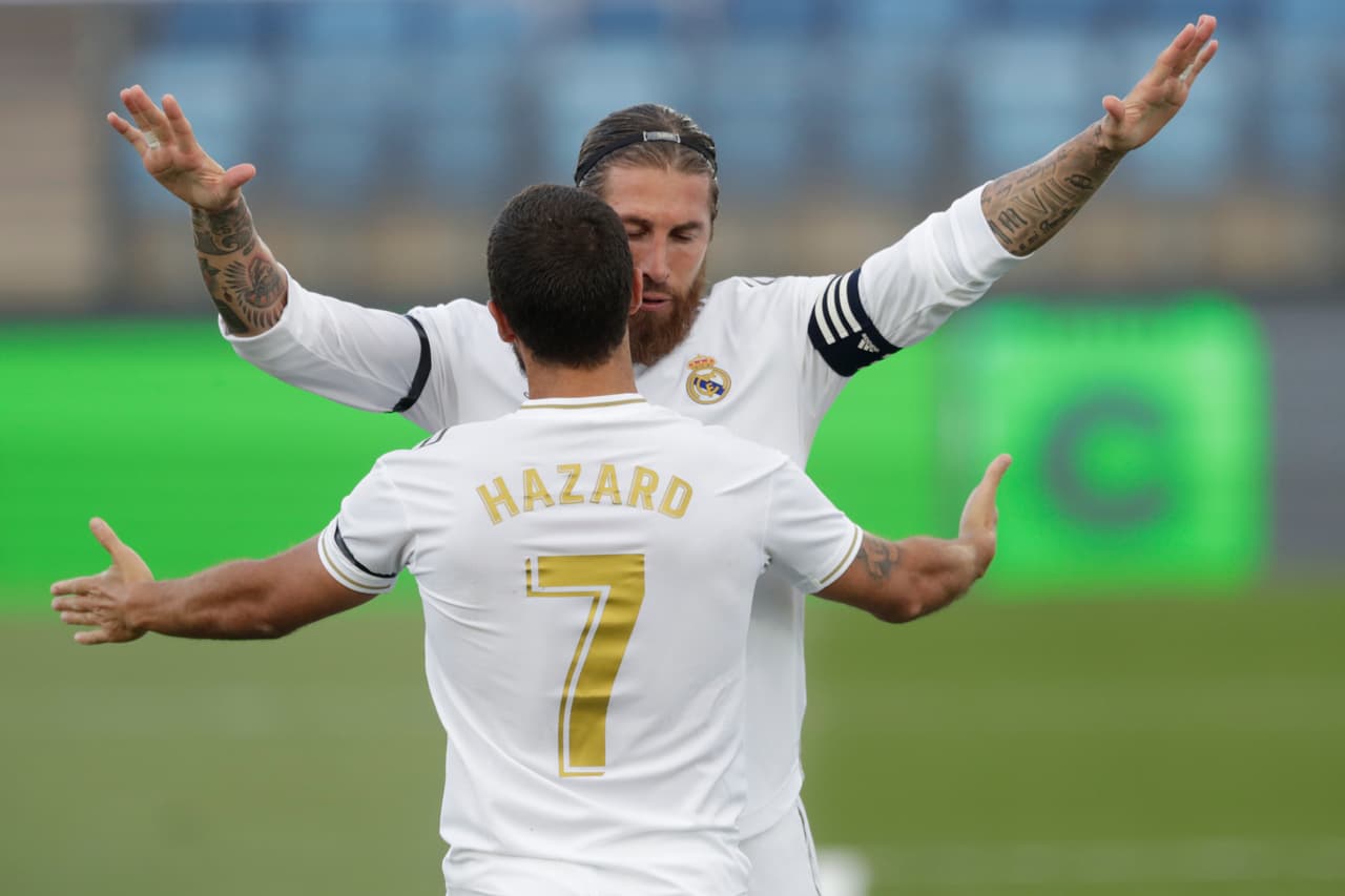 El Real Madrid venció al Eibar y sigue a la caza del barcelona por el liderato del futbol español. Toni Kroos, Sergio Ramos y marcelo anotaron, Bigas descontó para el 3-1.