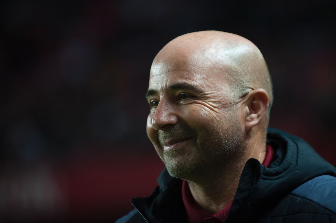 Sevilla's Argentinian head coach Jorge Sampaoli smiles before the Spanish league football match Sevilla FC vs FC Barcelona at the Ramon Sanchez Pizjuan stadium in Sevilla on November 6, 2016. / AFP / JORGE GUERRERO (Photo credit should read JORGE GUERRERO/AFP/Getty Images)