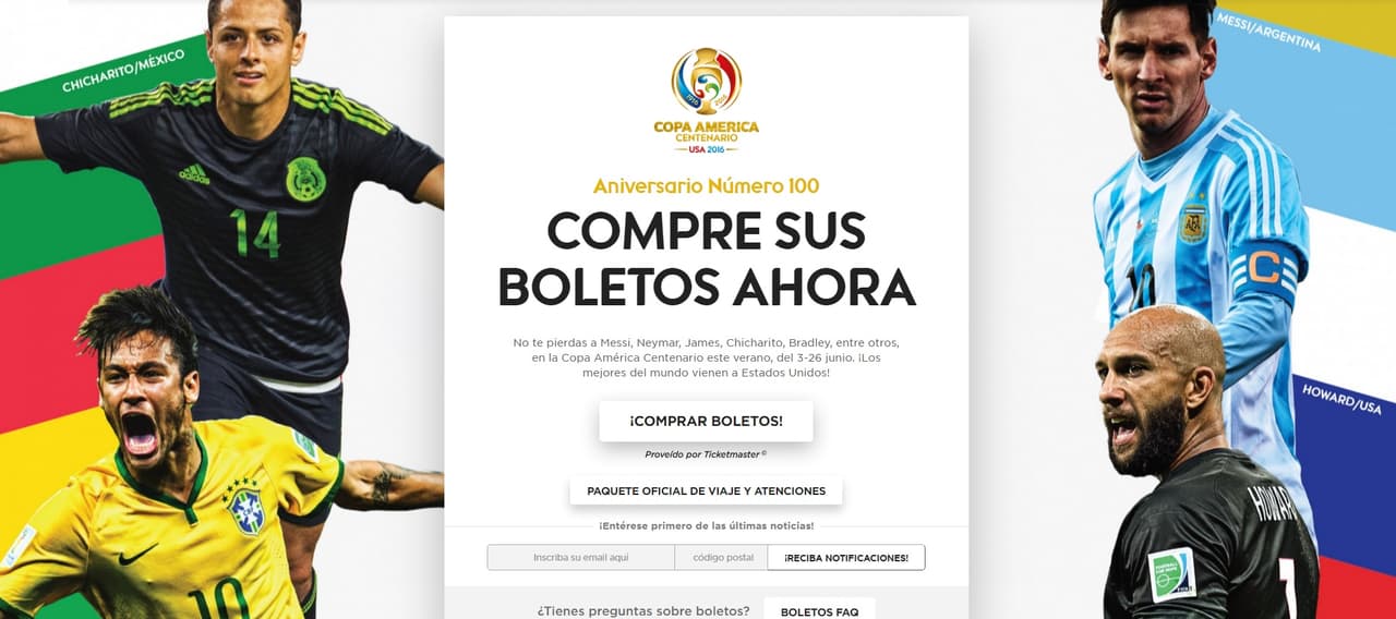 A la venta los boletos individuales para Copa América Centenario 2016