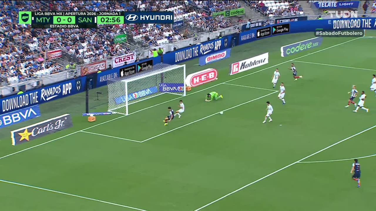 ¡TIRO ATAJADO! disparo por Diego Rossi.