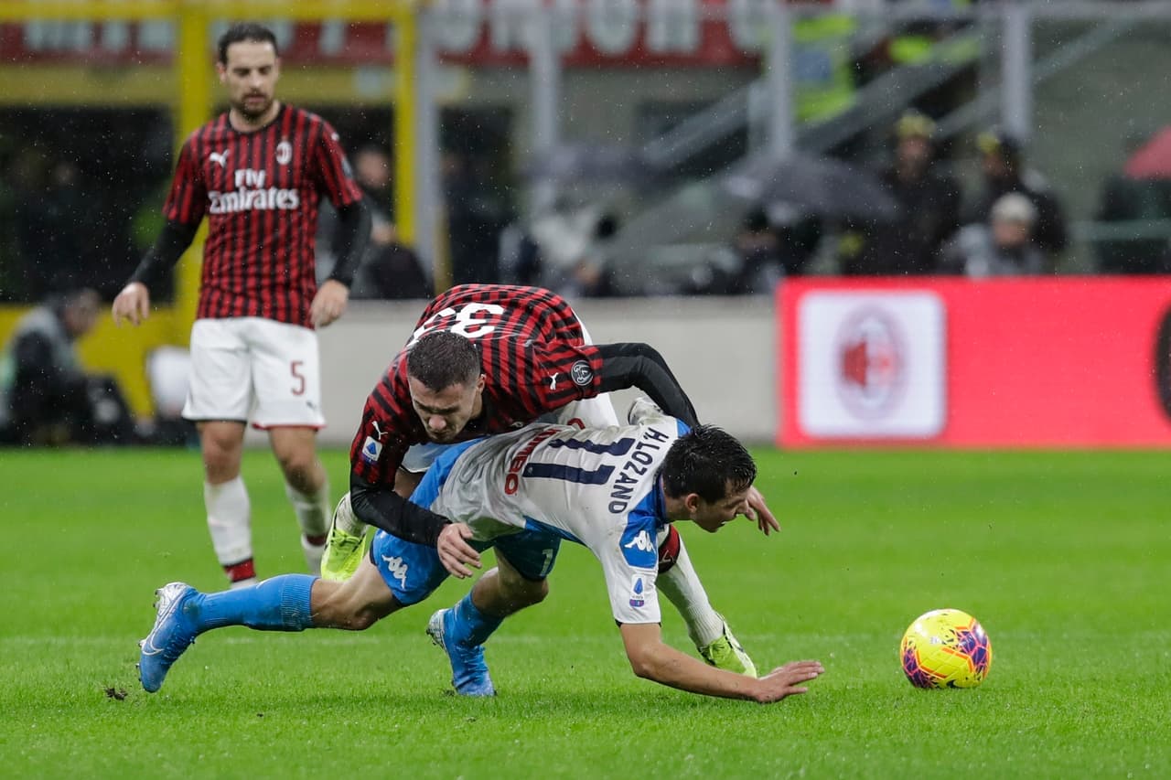 Con goles de Hirving Lozano al 24 y Giacomo Bonaventura al 29, el Milan y Napoli dividen puntos.